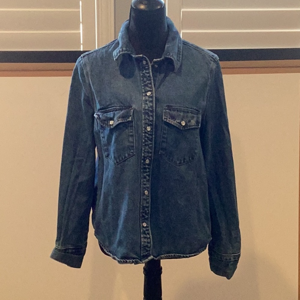 H&M Blue Button Down Denim Shirt Classic Fit